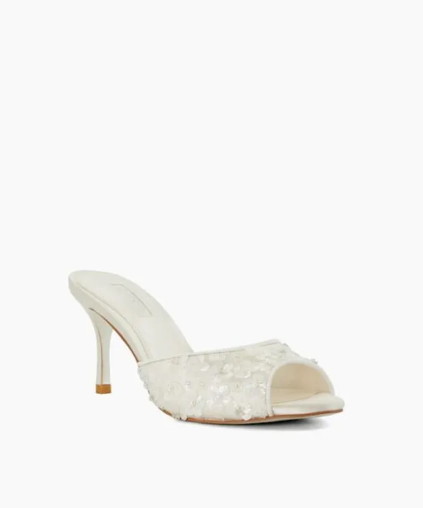Dune London White Sandals Women Sequined Embellished Wedding Mules White