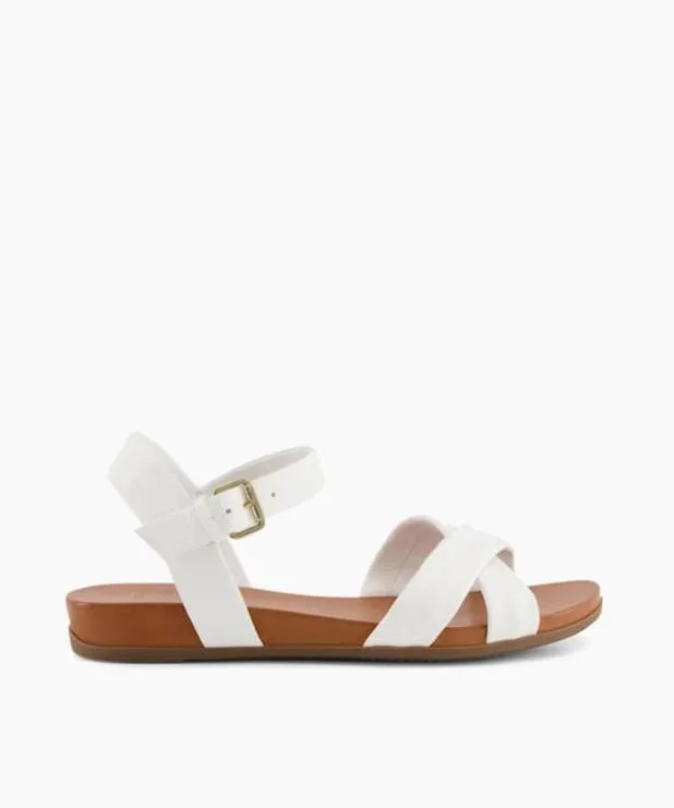 Dune London White Sandals Women Wide Fit Leather Sandals White