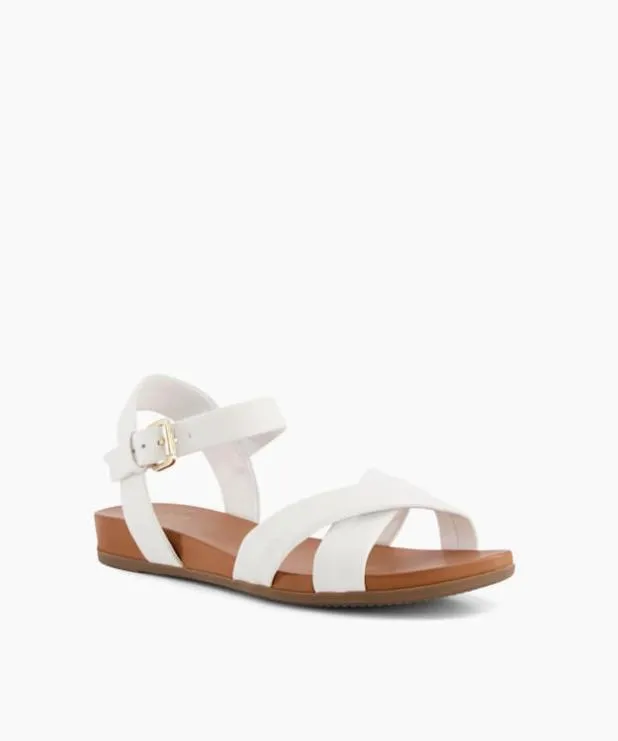 Dune London White Sandals Women Wide Fit Leather Sandals White