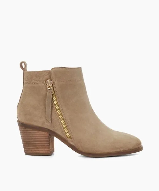Dune London Wide Fit Boots Women Block Heel Side Zip Boots Neutral
