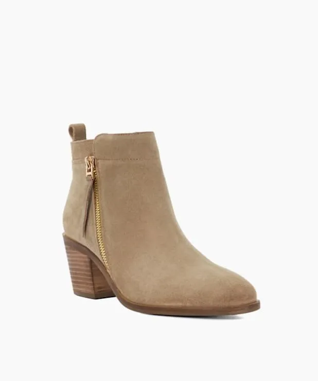 Dune London Wide Fit Boots Women Block Heel Side Zip Boots Neutral
