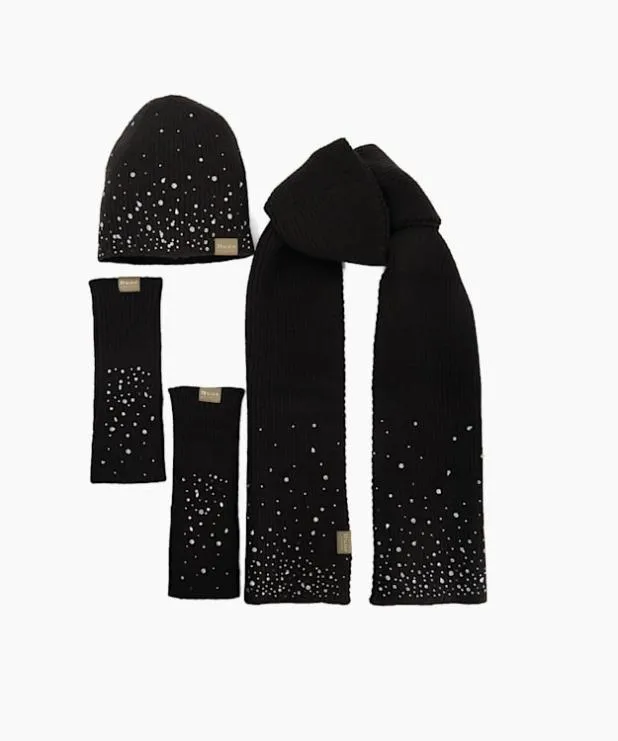 Dune London Winter Accessories Women Diamante Embellished Fingerless Gloves Black
