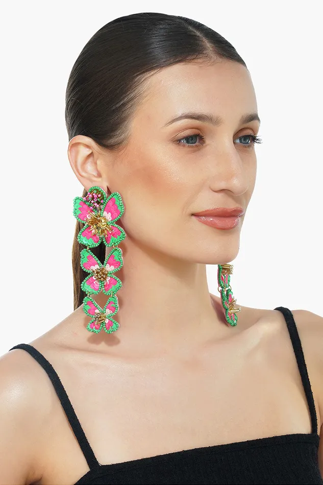 Earrings Pretty Pink Floral Earrings America and Beyond Women
