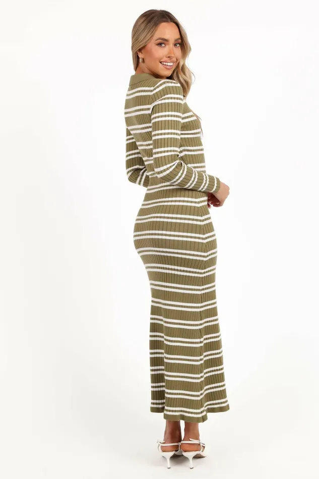 Eliana Long Sleeve Midi Dress Olive Women Long Sleeve Dresses Petal and Pup