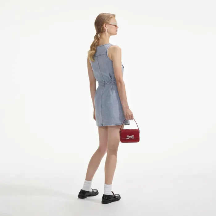 Embellished Denim Mini Dress Women Self Portrait Dresses Embellished Denim Mini Dress Women Self Portrait Dresses