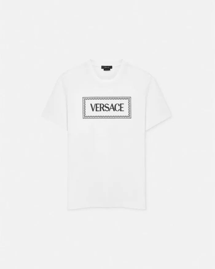Embroidered 03990s Vintage Logo TShirt White Men Versace TShirts and Polos