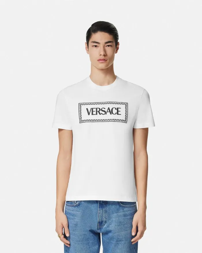 Embroidered 03990s Vintage Logo TShirt White Men Versace TShirts and Polos