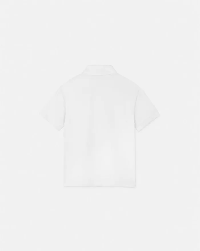 Embroidered Medusa Kids Polo Shirt Whiteprint Children Versace Clothing