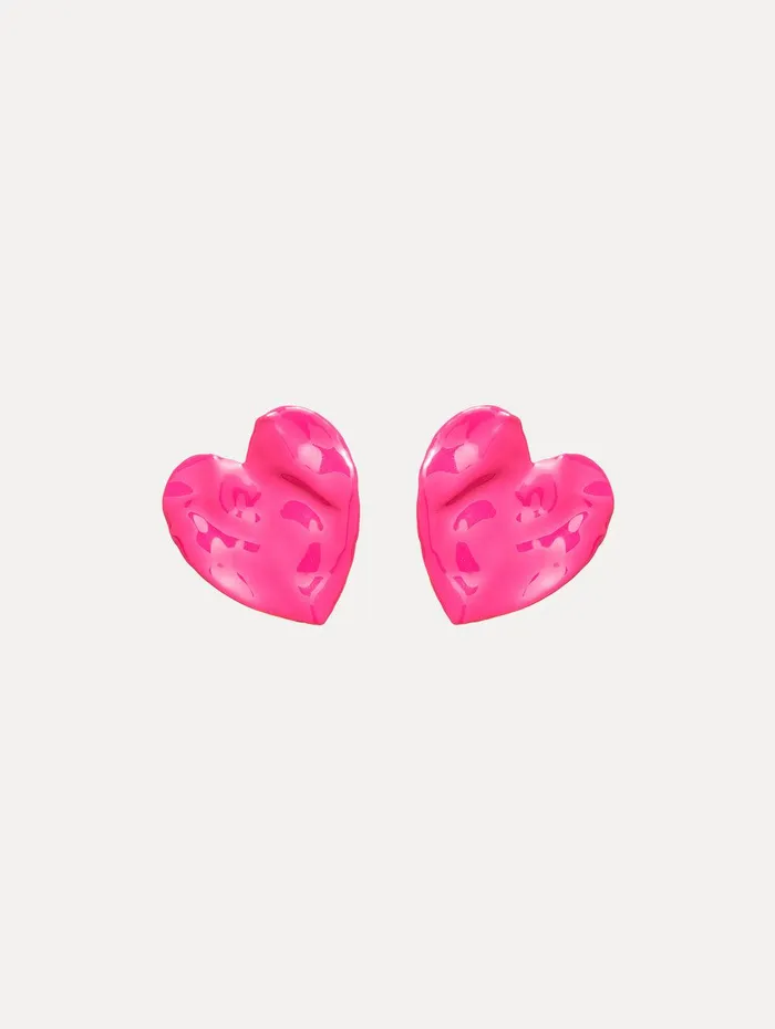 Enamel Heart Earrings Fuchsia Women Oscar De La Renta Earrings