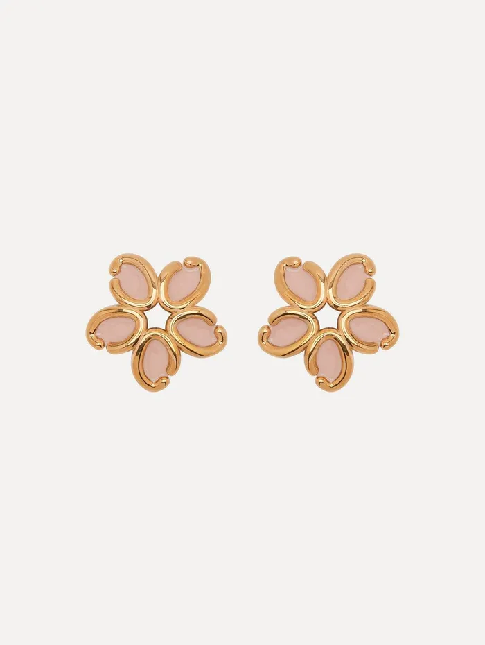 Enamel O Flower Earrings Rose Women Oscar De La Renta Earrings