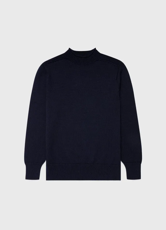 English Merino Fisherman Jumper Navy Men SUNSPEL Knitwear