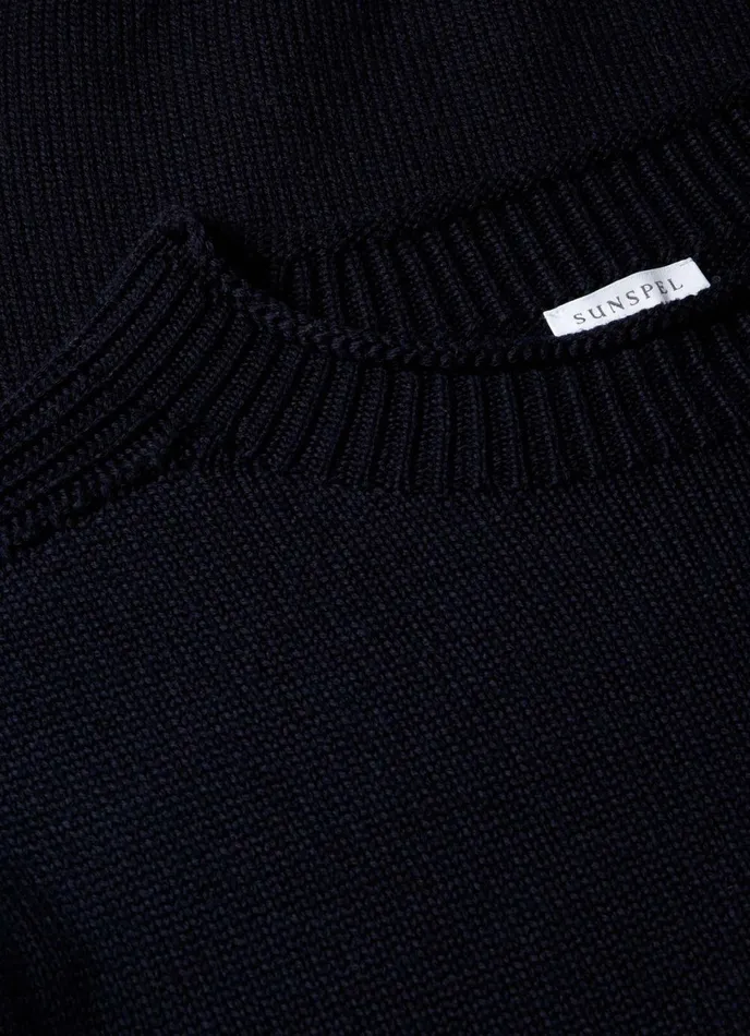 English Merino Fisherman Jumper Navy Men SUNSPEL Knitwear