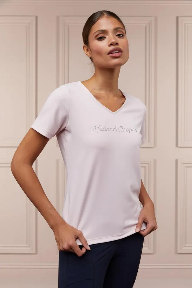 Equestrian Polo Shirts and Tees Holland Cooper Training VNeck Tee Blush Equestrian Polo Shirts and Tees Holland Cooper Training VNeck Tee Blush