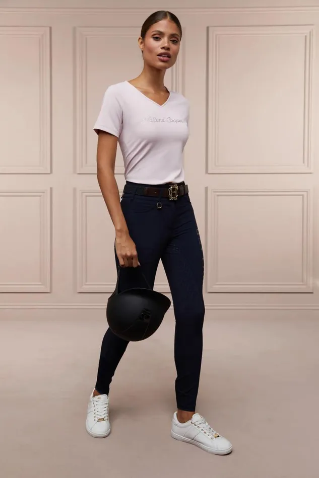 Equestrian Polo Shirts and Tees Holland Cooper Training VNeck Tee Blush Equestrian Polo Shirts and Tees Holland Cooper Training VNeck Tee Blush