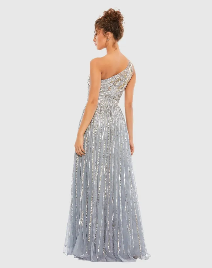 Evening Gowns Embellished One Shoulder ALine Gown Copper 8211 Mac Duggal Women