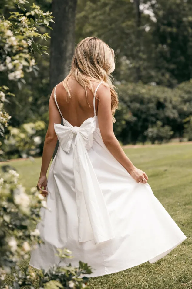 Event Dresses Alice Bow Back Midi Dress White Petal and Pup Women