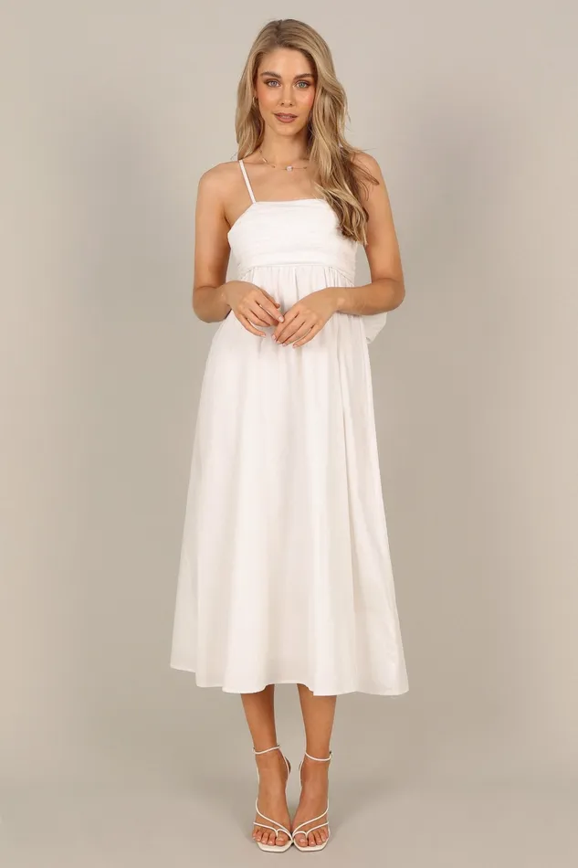 Event Dresses Alice Bow Back Midi Dress White Petal and Pup Women