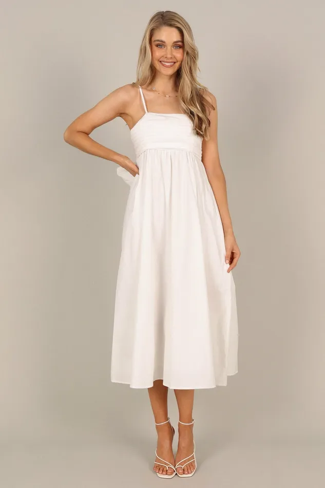 Event Dresses Alice Bow Back Midi Dress White Petal and Pup Women
