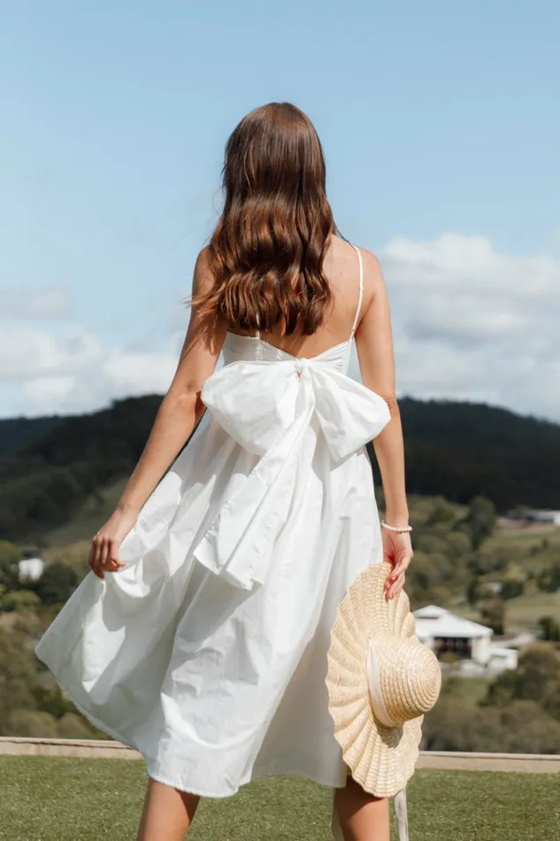 Event Dresses Alice Bow Back Midi Dress White Petal and Pup Women
