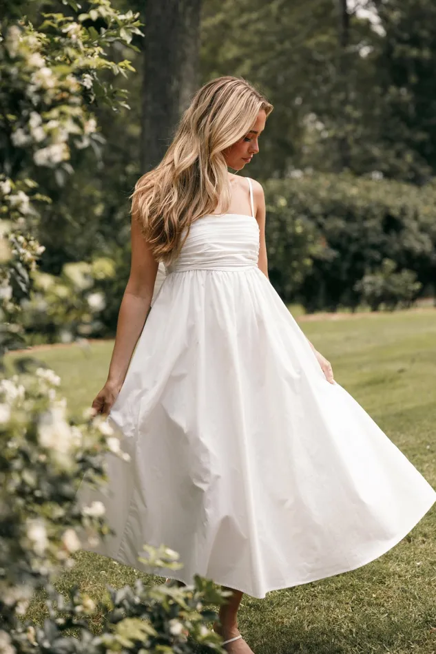 Event Dresses Alice Bow Back Midi Dress White Petal and Pup Women