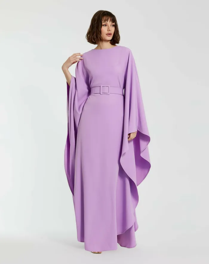 Every Day Dresses Women Crepe Boat Neck Caftan Dress With Belt Orchid Mac Duggal Every Day Dresses Women Crepe Boat Neck Caftan Dress With Belt Orchid Mac Duggal
