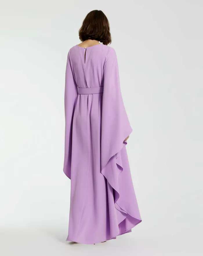 Every Day Dresses Women Crepe Boat Neck Caftan Dress With Belt Orchid Mac Duggal