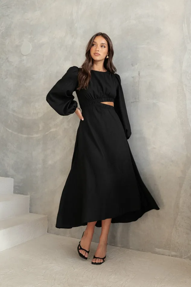 Fall Dresses Ginnee Puff Sleeve Cutout Midi Dress Black 8211 Petal and Pup Women Fall Dresses Ginnee Puff Sleeve Cutout Midi Dress Black 8211 Petal and Pup Women