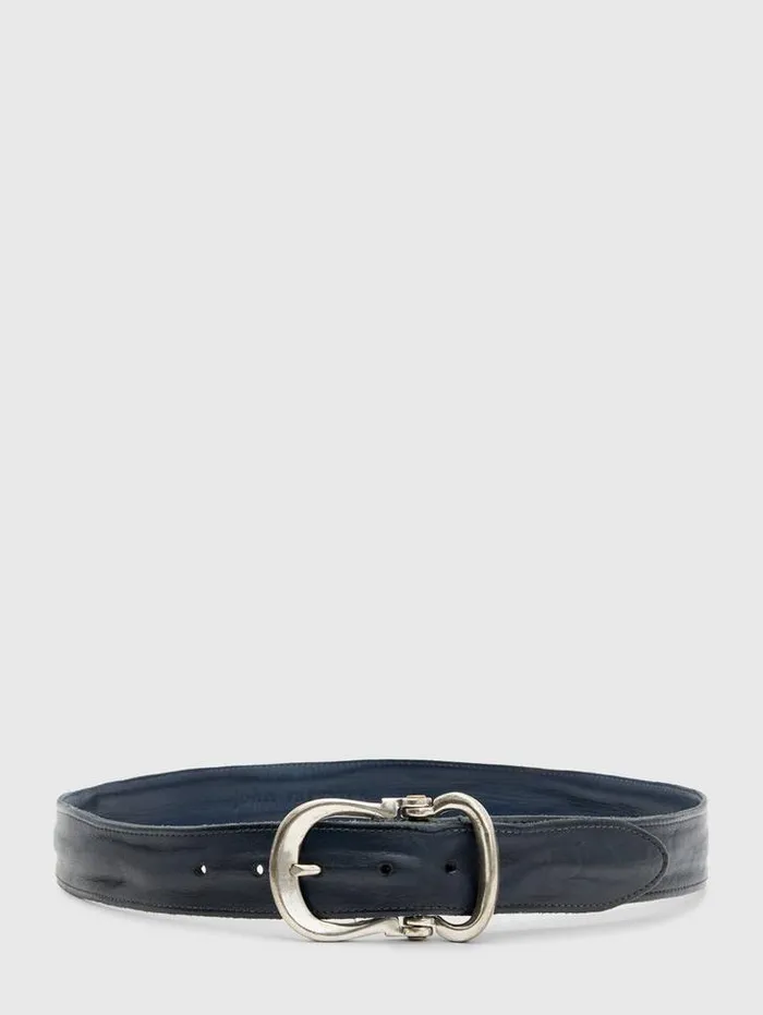 FIBEL ANTIQUE NICKLE FINISH BELT Indigo Men John Varvatos Leather Belts
