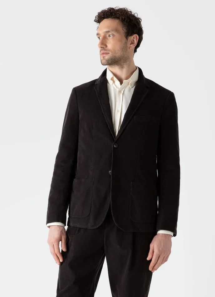 Fine Corduroy Blazer Coffee Men SUNSPEL Jackets and Coats