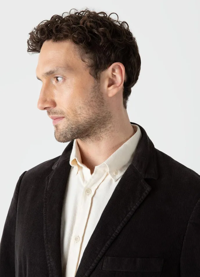 Fine Corduroy Blazer Coffee Men SUNSPEL Jackets and Coats