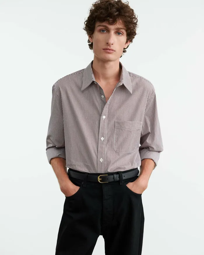 FINN SHIRT Mini Brown Stripe Men Nili Lotan Shirts