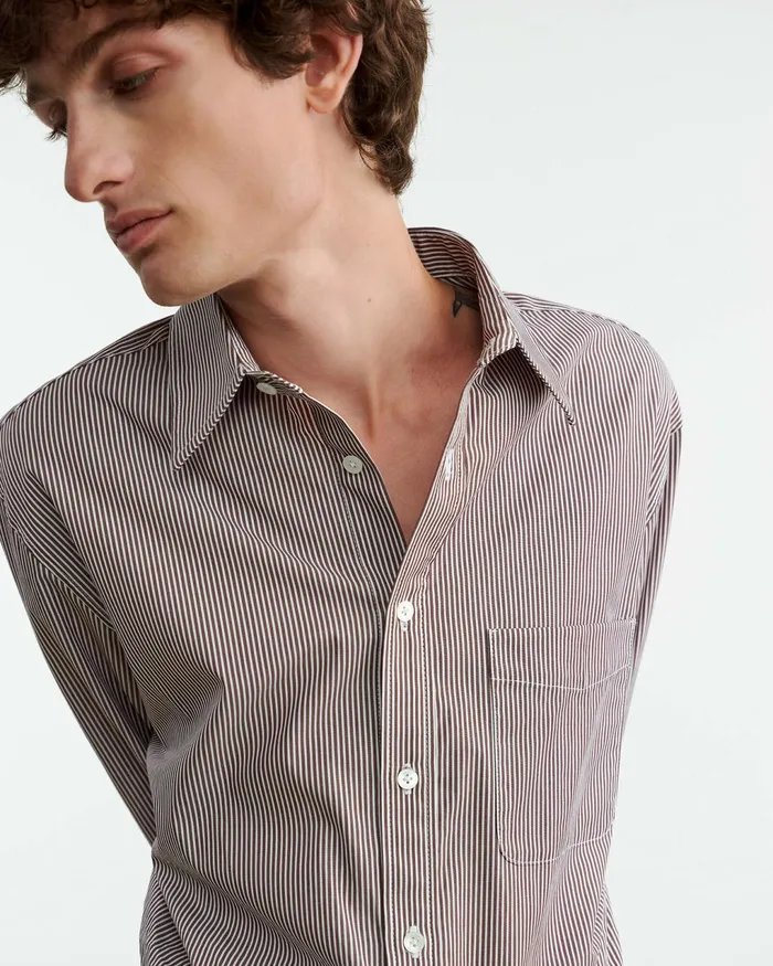 FINN SHIRT Mini Brown Stripe Men Nili Lotan Shirts