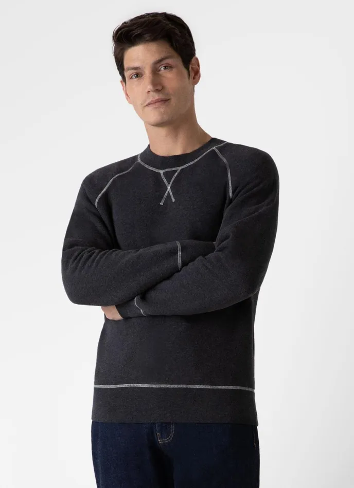 Fleeceback Sweatshirt Charcoal Melange Men SUNSPEL Sweatshirts and Sweatpants