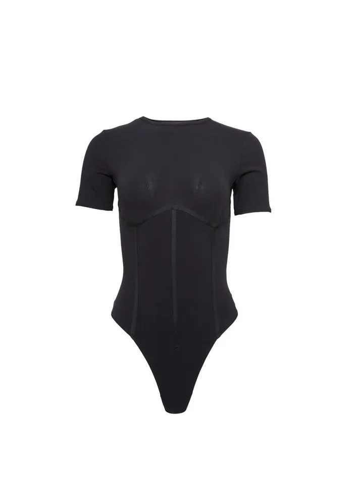 Fleur Du Mal Bodysuits Organic Cotton TShirt Bodysuit Black 8211 Women