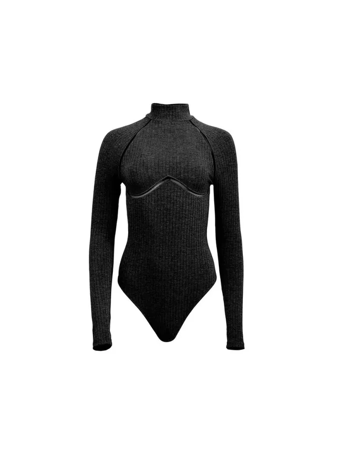 Fleur Du Mal Bodysuits Rib Bodysuit With Lattice Trim Black 8211 Women Fleur Du Mal Bodysuits Rib Bodysuit With Lattice Trim Black 8211 Women