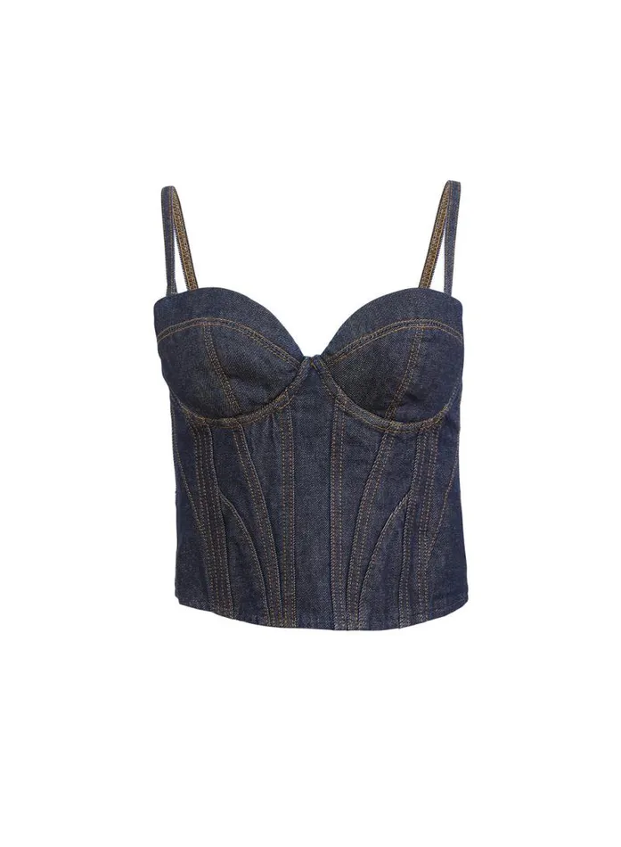 Fleur Du Mal Bustiers and Bra Tops Rider Bustier Top Denim Bustier Top Indigo Denim 8211 Women