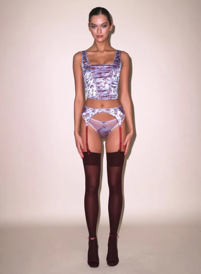 Fleur Du Mal Bustiers and Bra Tops Rose Jacquard Corset Top Blue Mist 8211 Women Fleur Du Mal Bustiers and Bra Tops Rose Jacquard Corset Top Blue Mist 8211 Women