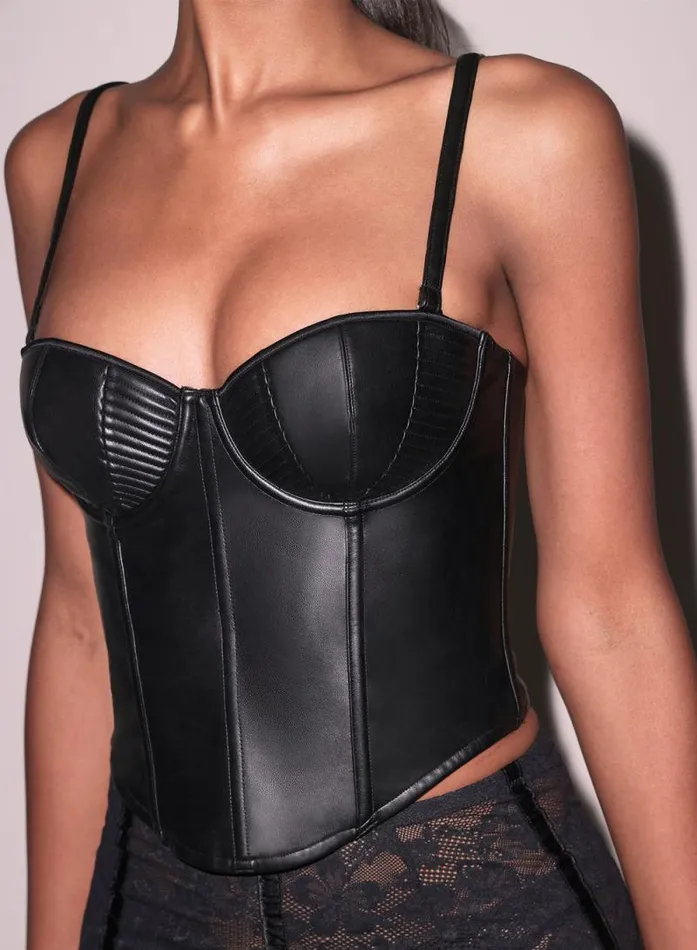 Fleur Du Mal Bustiers and Bra Tops Vegan Leather Bustier Top Black 8211 Women Fleur Du Mal Bustiers and Bra Tops Vegan Leather Bustier Top Black 8211 Women