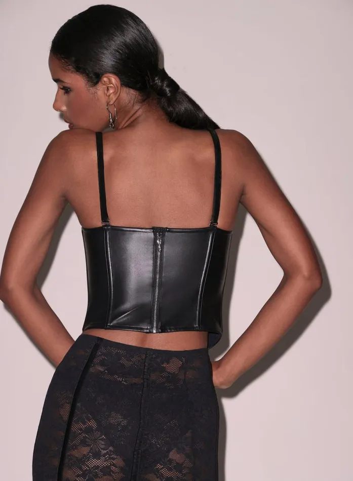 Fleur Du Mal Bustiers and Bra Tops Vegan Leather Bustier Top Black 8211 Women Fleur Du Mal Bustiers and Bra Tops Vegan Leather Bustier Top Black 8211 Women