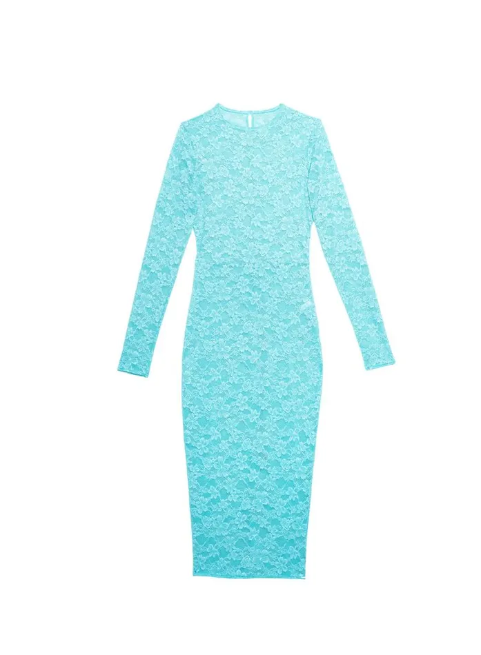 Fleur Du Mal Dresses Le Stretch Lace Long Sleeve Dress Bright Jade 8211 Women