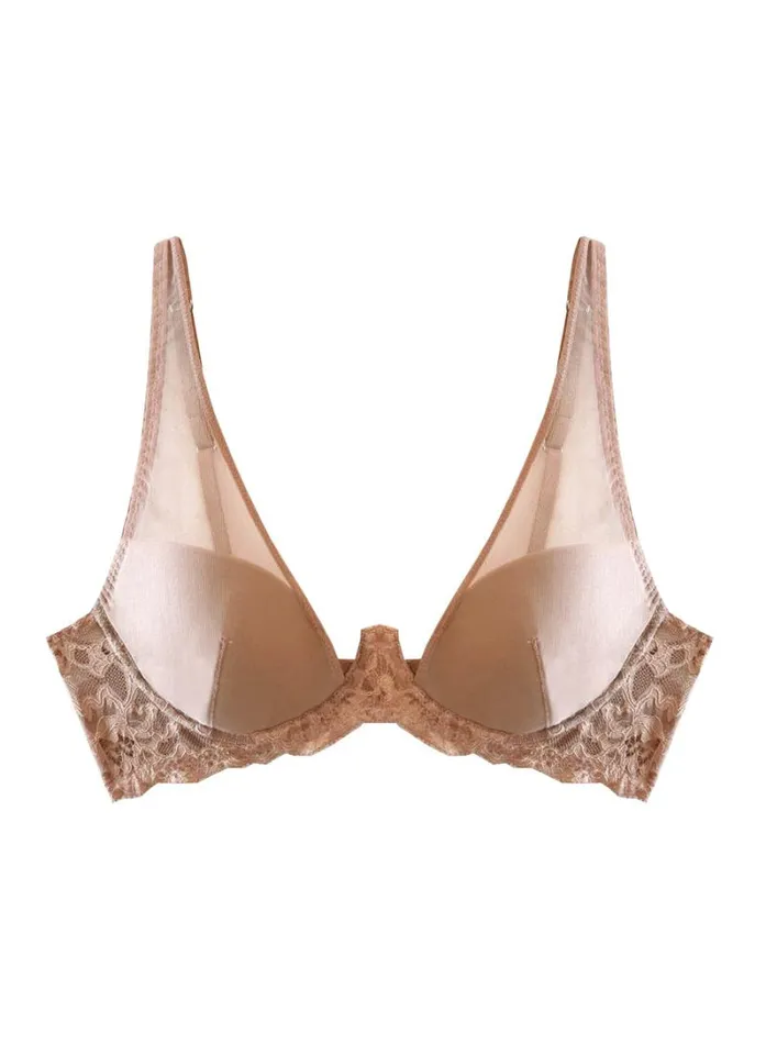 Fleur Du Mal Essentials Bras Charlotte Sheer Overlay Demi Bra Tan 8211 Women Fleur Du Mal Essentials Bras Charlotte Sheer Overlay Demi Bra Tan 8211 Women