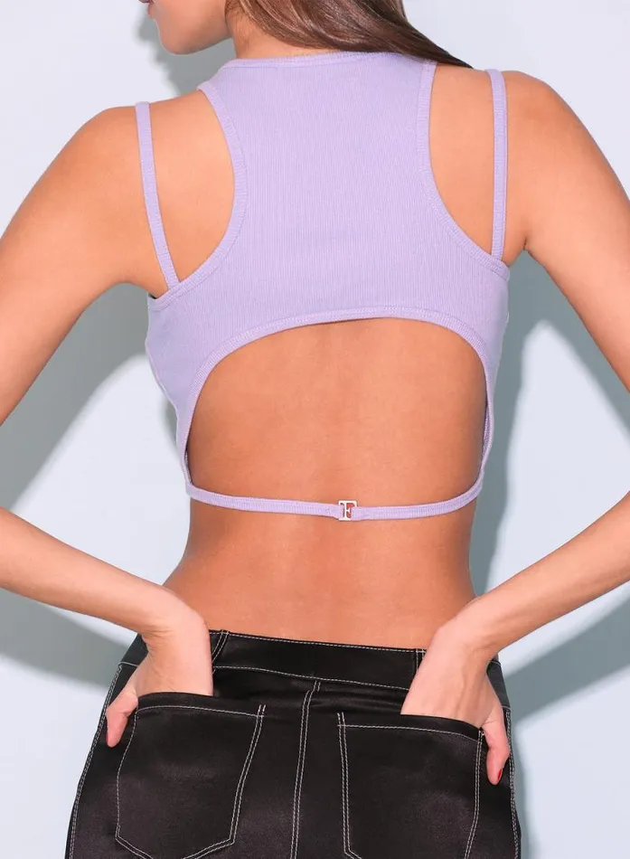 Fleur Du Mal Knitwear Strappy Ribbed Tank Lavender Blue 8211 Women