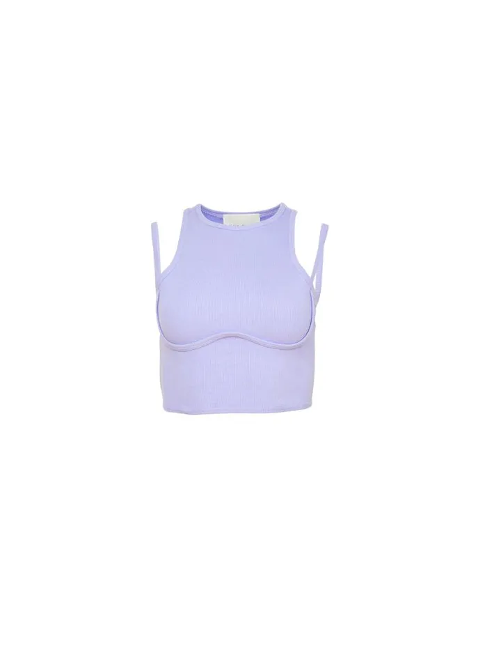 Fleur Du Mal Knitwear Strappy Ribbed Tank Lavender Blue 8211 Women Fleur Du Mal Knitwear Strappy Ribbed Tank Lavender Blue 8211 Women