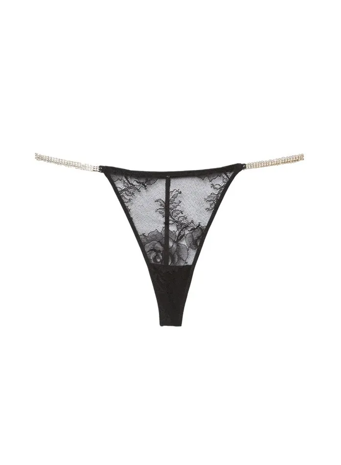 Fleur Du Mal Pleasure Crystal Bouquet Lace VString Black 8211 Women Fleur Du Mal Pleasure Crystal Bouquet Lace VString Black 8211 Women