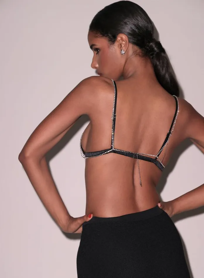 Fleur Du Mal Pleasure Crystal Triangle Bralette Nickel 8211 Women Fleur Du Mal Pleasure Crystal Triangle Bralette Nickel 8211 Women