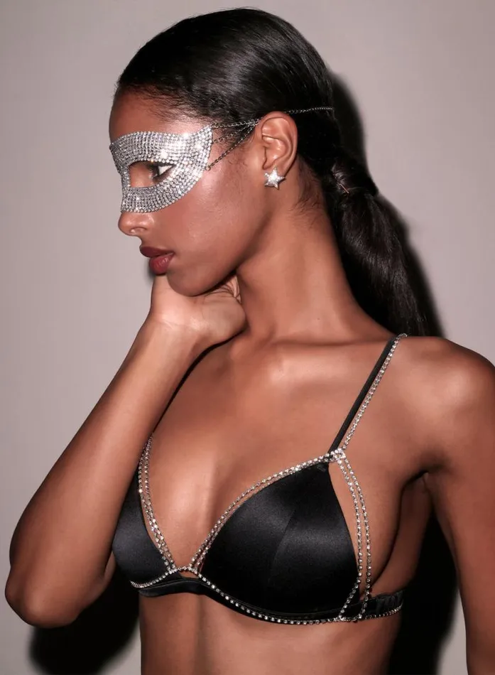 Fleur Du Mal Pleasure Crystal Triangle Bralette Nickel 8211 Women Fleur Du Mal Pleasure Crystal Triangle Bralette Nickel 8211 Women