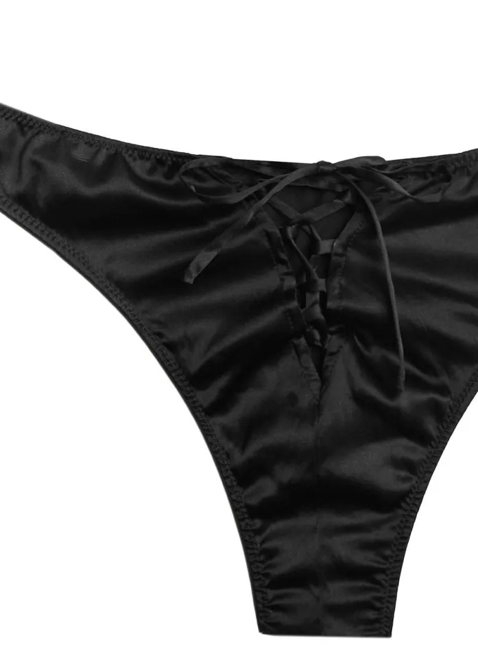 Fleur Du Mal Pleasure Laced Up Luxe Cheeky Black 8211 Women Fleur Du Mal Pleasure Laced Up Luxe Cheeky Black 8211 Women