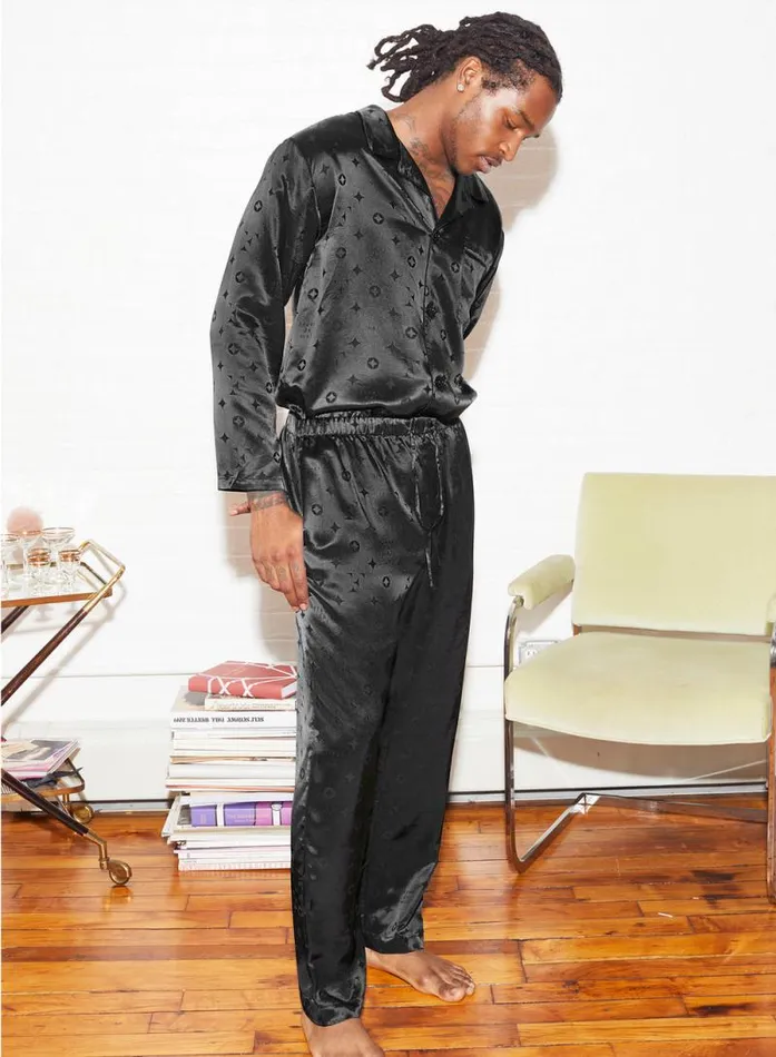 Fleur Du Mal Sleepwear Silk Jacquard PJ Top Black 8211 Women Fleur Du Mal Sleepwear Silk Jacquard PJ Top Black 8211 Women