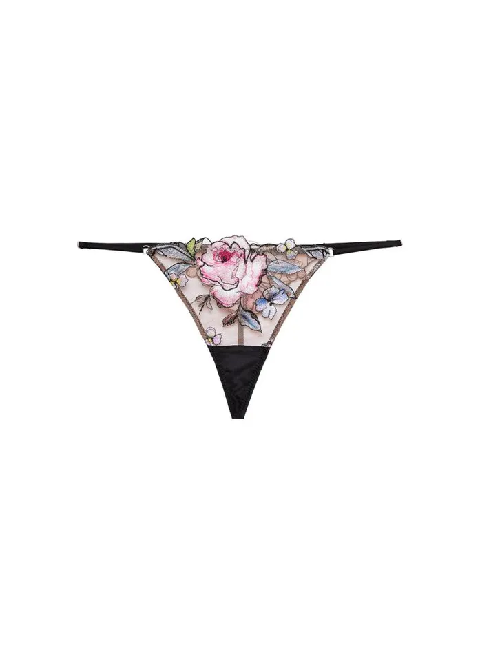 Fleur Du Mal Thongs Fidelia Embroidery VString Black 8211 Women Fleur Du Mal Thongs Fidelia Embroidery VString Black 8211 Women