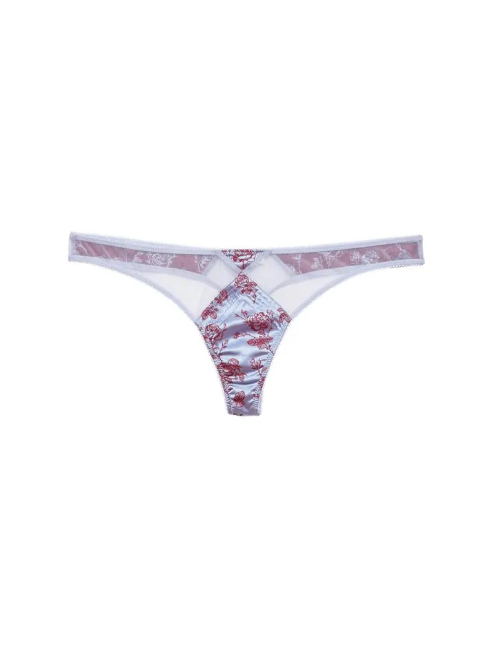Fleur Du Mal Thongs Rose Jacquard Top Stitch Thong Blue Mist 8211 Women Fleur Du Mal Thongs Rose Jacquard Top Stitch Thong Blue Mist 8211 Women